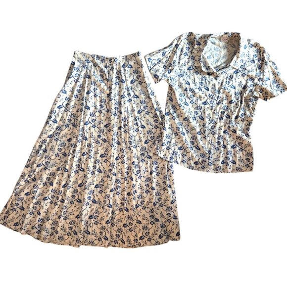 Small/Med Vtg Woolrich Blouse Skirt Set Cottagecore Grandmacore Prairie Floral - Picture 1 of 12